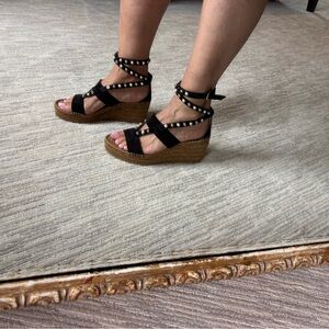 Jimmy Choo Black Studded Espadrille Sandals